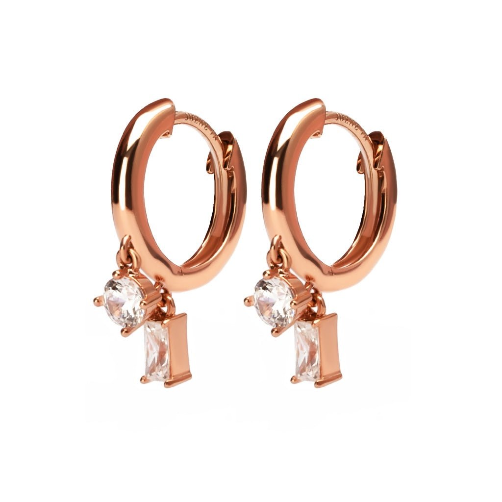 Anting Hoops Emas 7k - Duora Gold Hoops Earring - Quadra Collection - Juene Jewelry