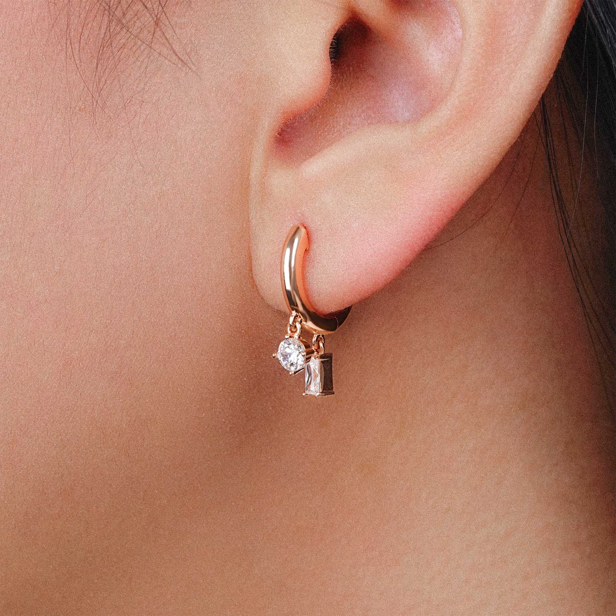 Anting Hoops Emas 7k - Duora Gold Hoops Earring - Quadra Collection - Juene Jewelry - Juene