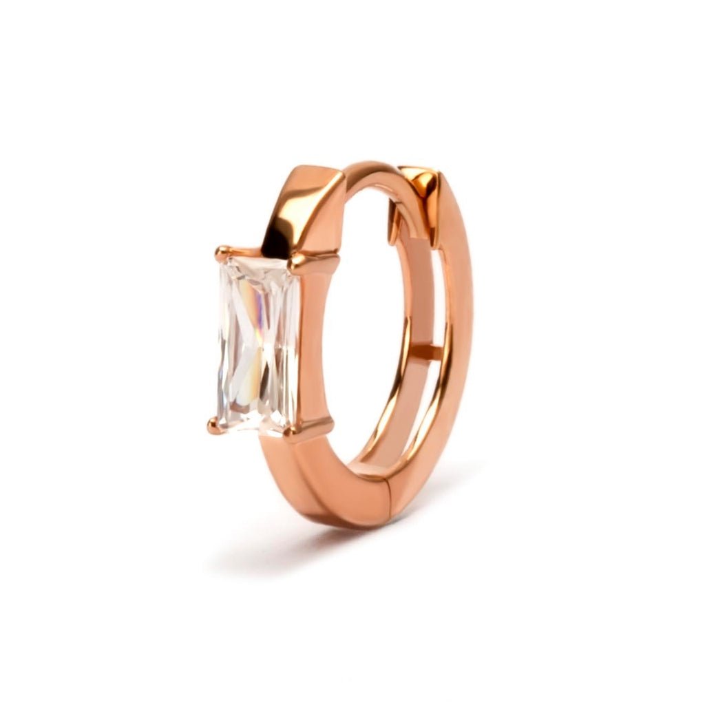 Anting Hoops Emas 7k - Edisa Gold Hoops Earring - Quadra Collection - Juene Jewelry