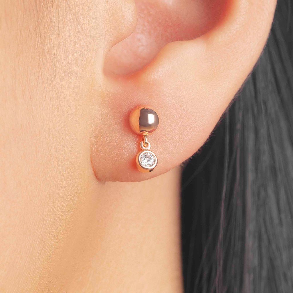 Anting Stud Emas 7k - Ellie Gold Earring - Dotsy Collection - Juene Jewelry - Juene
