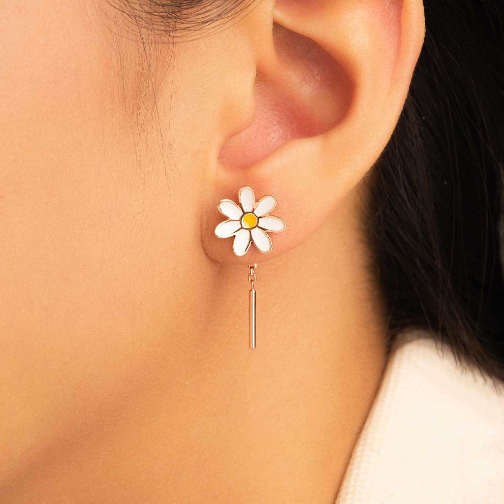 Anting Stud Emas 7k - Flo Daisy Gold Earring - Alaina Collection - Juene Jewelry - Juene