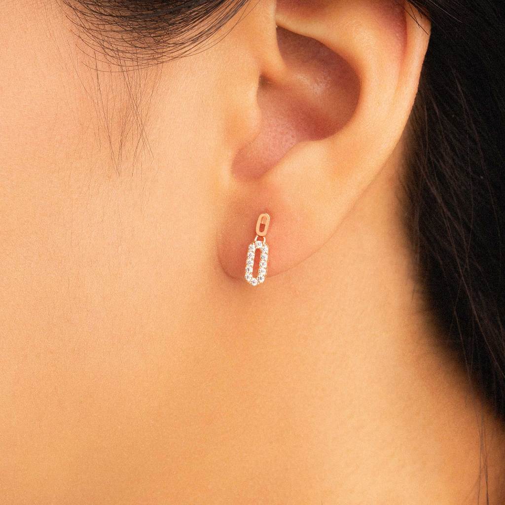 Anting Stud Emas 7k - Link Gold Stud Earring - Alaina Collection - Juene Jewelry - Juene