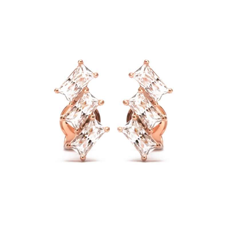 Anting Tusuk Emas 7k - Gina Gold Stud Earring - Quadra Collection - Juene Jewelry