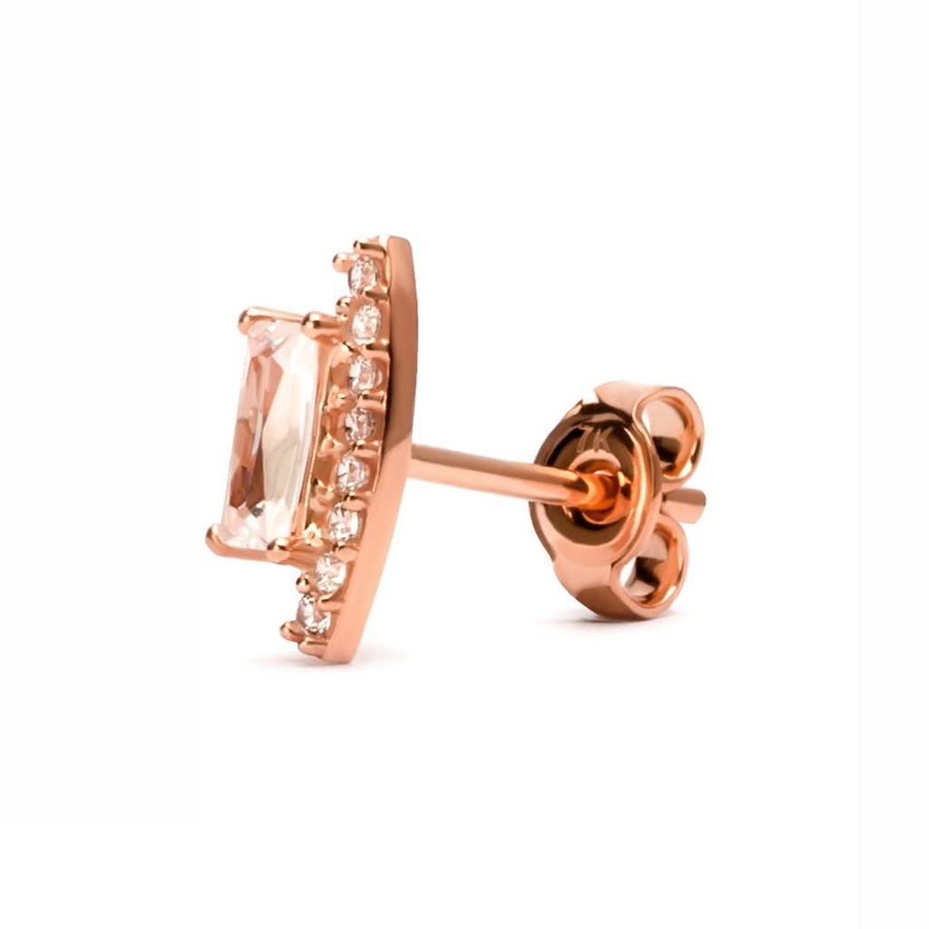 Anting Tusuk Emas 7k - Jade Gold Stud Earring - Quadra Collection - Juene Jewelry