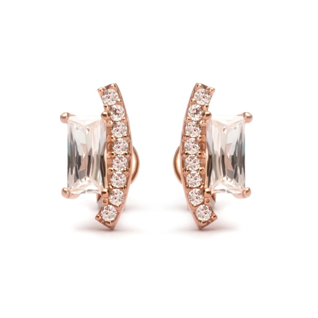 Anting Tusuk Emas 7k - Jade Gold Stud Earring - Quadra Collection - Juene Jewelry