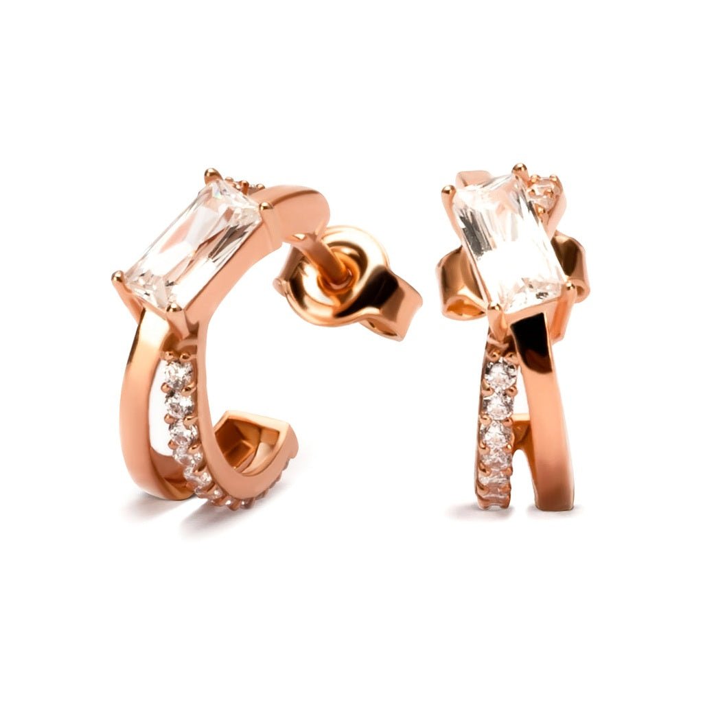 Anting Tusuk Emas 7k - Kyara Gold Stud Earring - Quadra Collection - Juene Jewelry