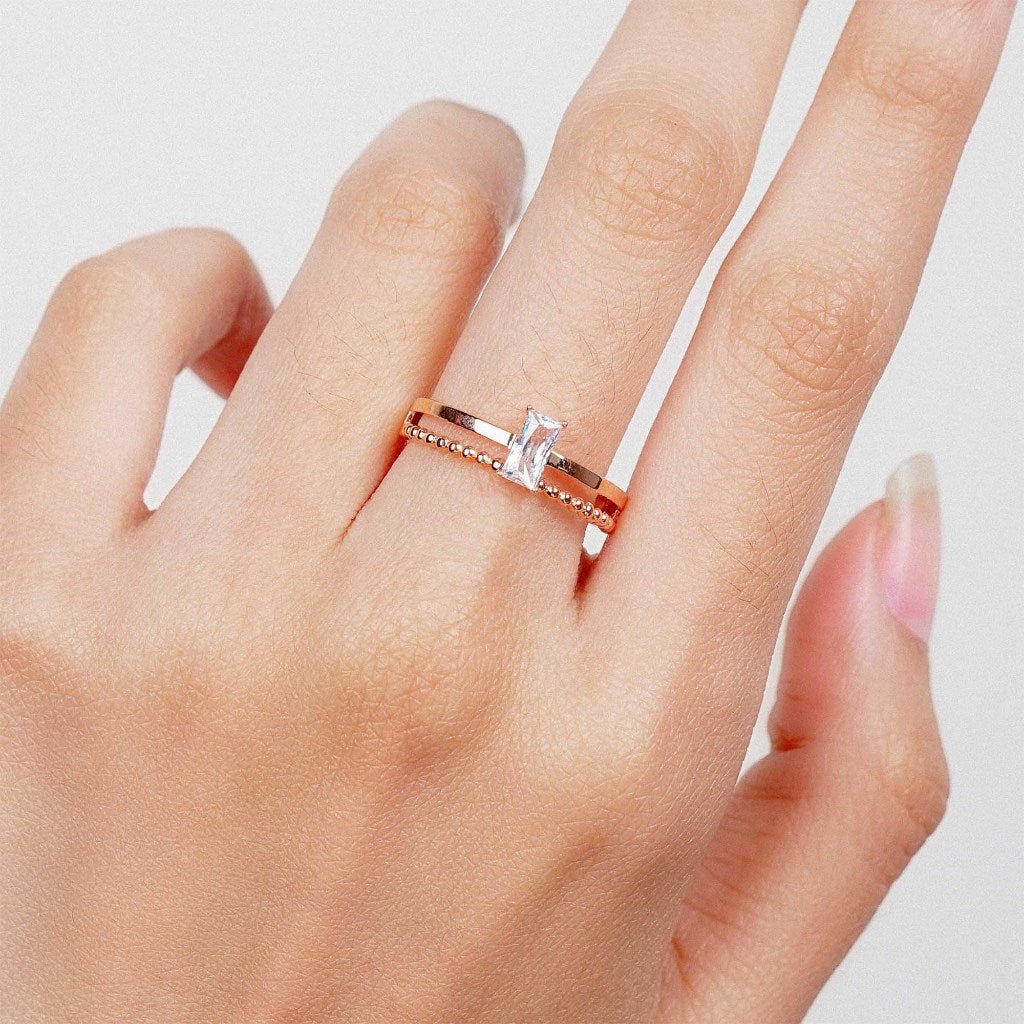 Cincin Emas 7k - Imara Gold Ring - Quadra Collection - Juene Jewelry - Juene
