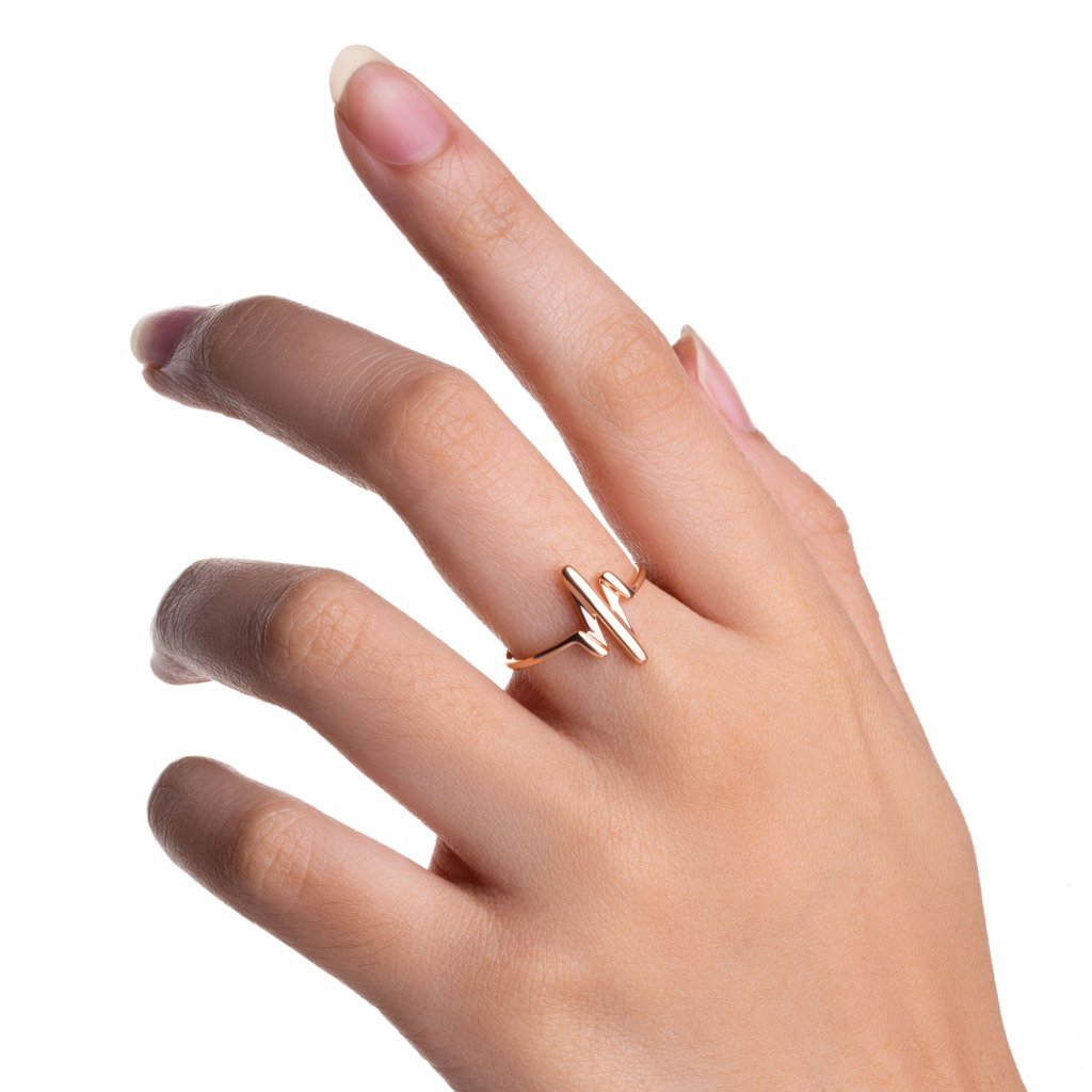 Cincin Emas 8K - Heartbeat Gold Ring - Viviene Collection - Juene Jewelry - Juene