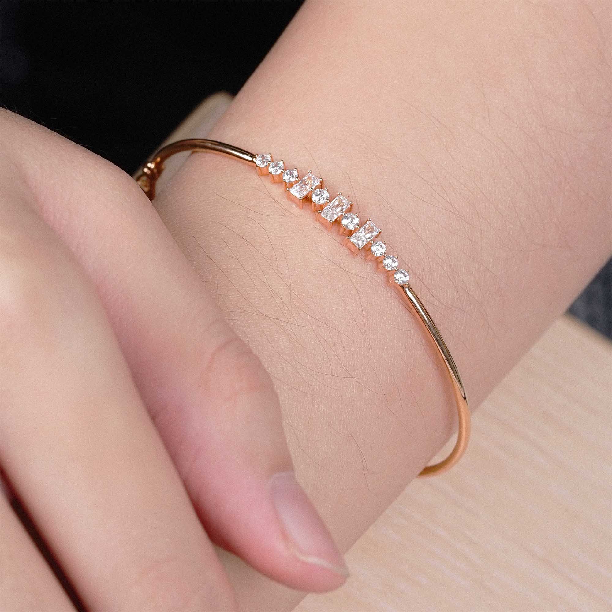 Gelang Emas 7k - Athena Gold Bangle - Quadra Collection - Juene Jewelry - Juene