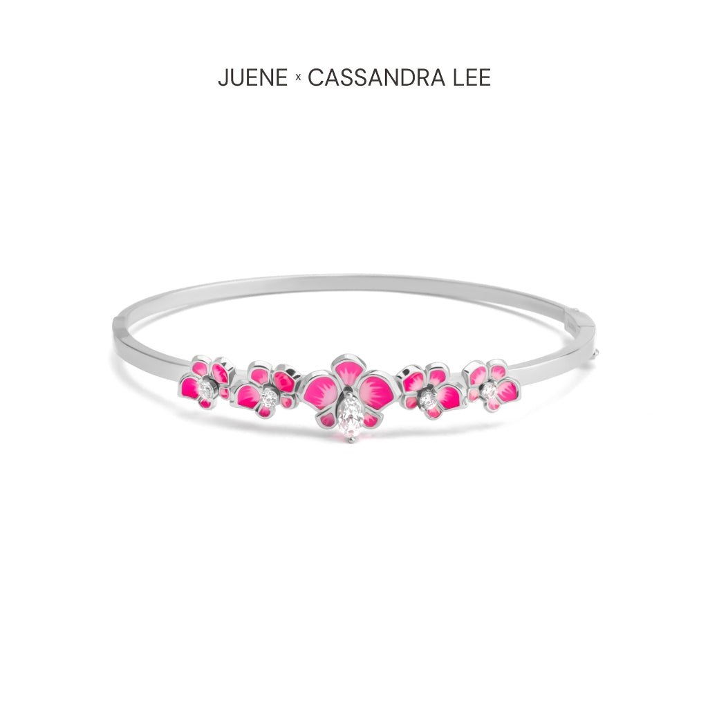 Gelang Emas 7k - Pink Orchid Gold Bangle - With Love Collection - Cassandra Lee x Juene Jewelry - Juene