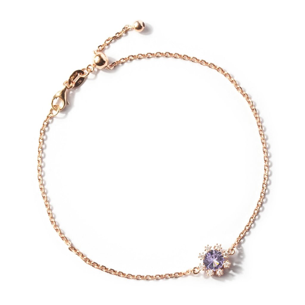 Gelang Serut Emas 7K - Plum Gold Bracelet - Violet - Juene Jewelry