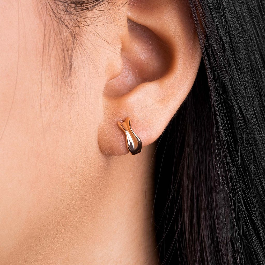 Anting Hoops Emas 8K - Lunia Gold Hoops Earring - Terra Collection - Juene Jewelry