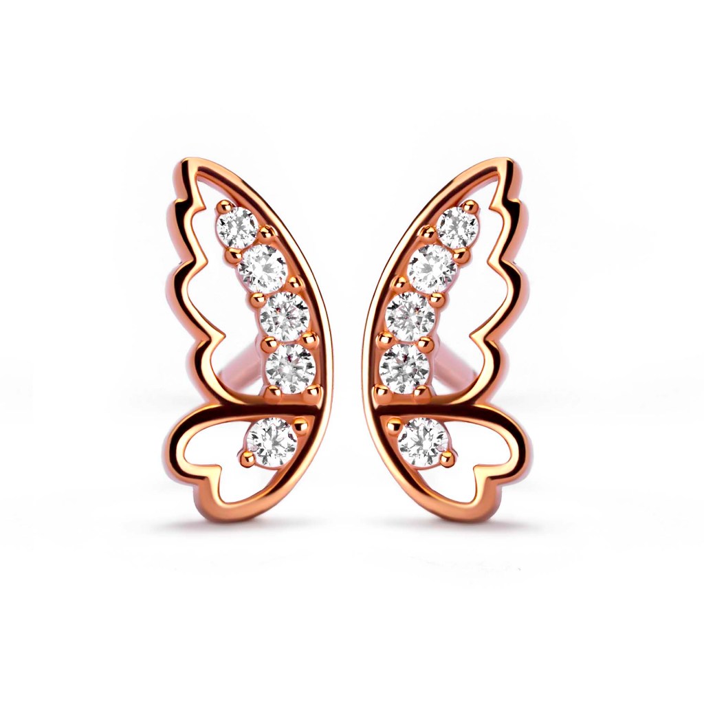 Anting Stud Emas 8k - Wings Gold Earring - Tally Collection - Juene Jewelry