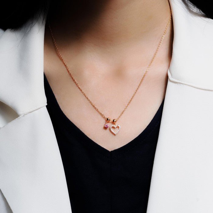 Kalung Rantai Emas 7k - Blushing Heart Gold Necklace - The Shades Collection - Juene Jewelry
