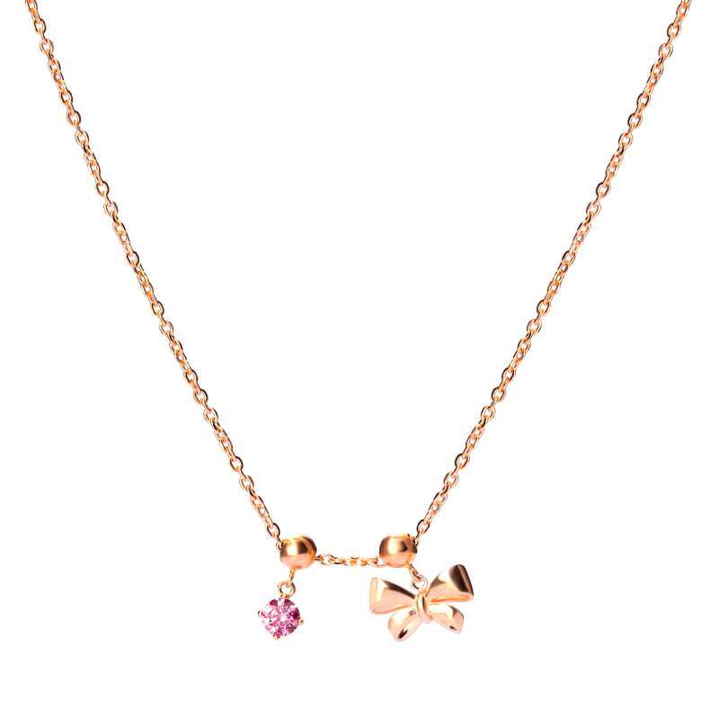Kalung Serut Emas 7k - Rose Ribbon Gold Necklace - The Shades Collection - Juene Jewelry