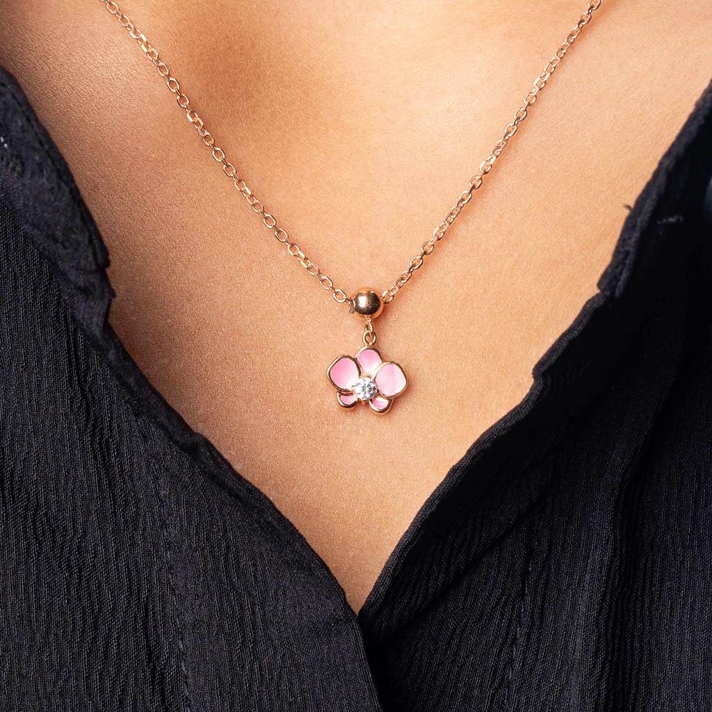 Liontin Emas 7k - Pink Orchid Gold Charm - With Love Collection - Cassandra Lee x Juene Jewelry - Juene