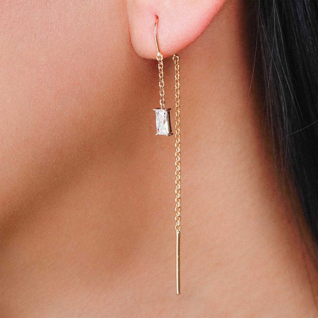 Anting Gantung Emas 7k - Gemma Gold Earring - Quadra Collection - Juene Jewelry - Juene