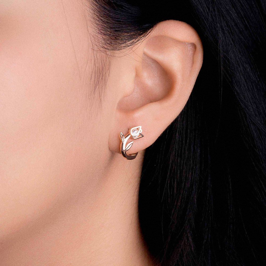 Anting Hoops Emas 8K - Rose Gold Earring - Fiora Collection - Juene Jewelry - Juene Jewelry