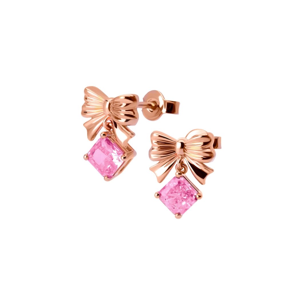 Anting Stud Emas 7k - Bowish Gold Earring - Pinky Crush Collection - Juene Jewelry - Juene