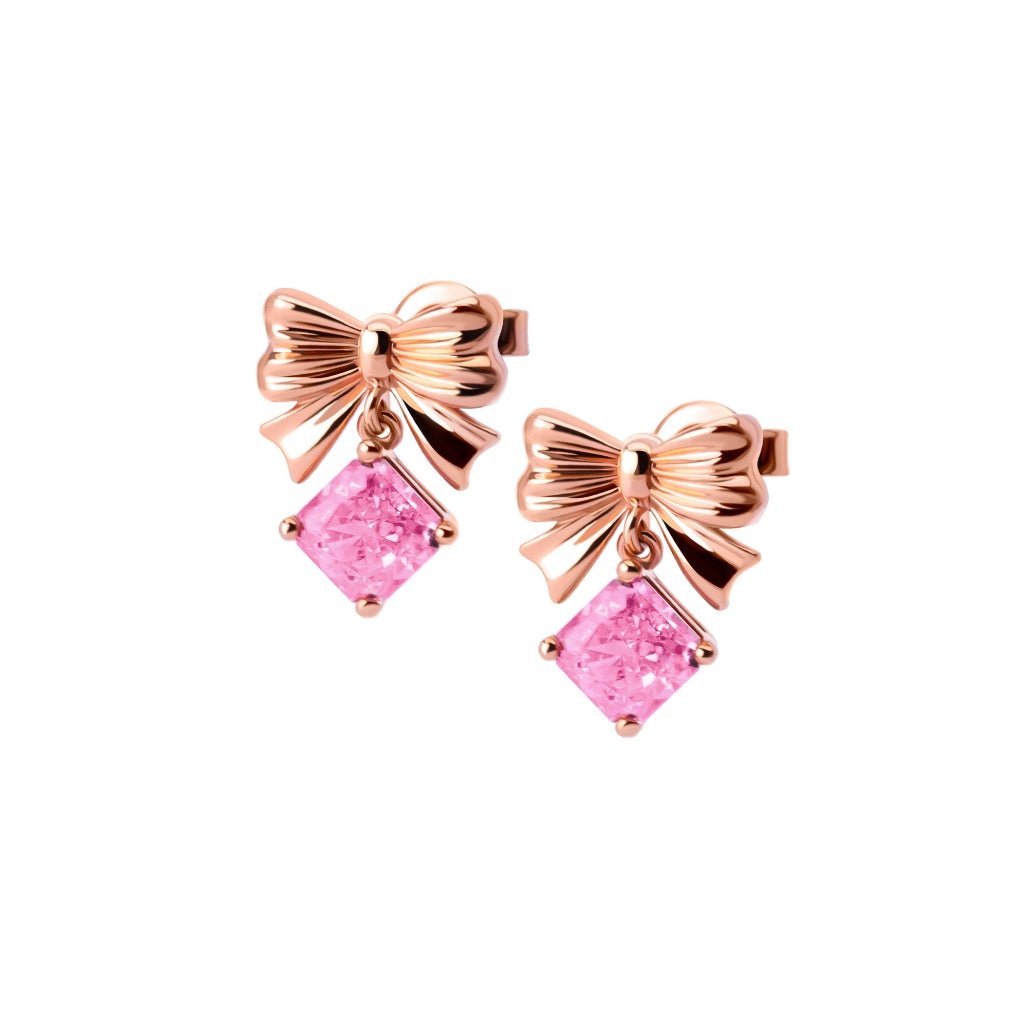 Anting Stud Emas 7k - Bowish Gold Earring - Pinky Crush Collection - Juene Jewelry - Juene