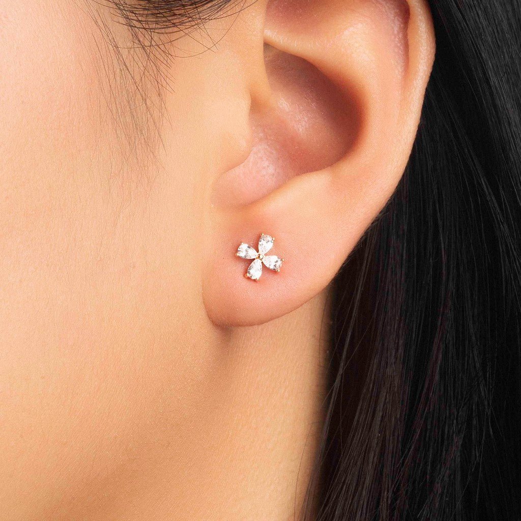 Anting Stud Emas 7k - Fora Gold Earring - Luxxe 02 Collection - Juene Jewelry - Juene
