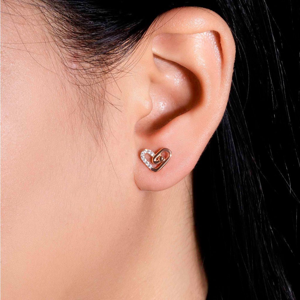 Anting Stud Emas 8K - Love Link Gold Earring - Veya Collection - Juene Jewelry - Juene