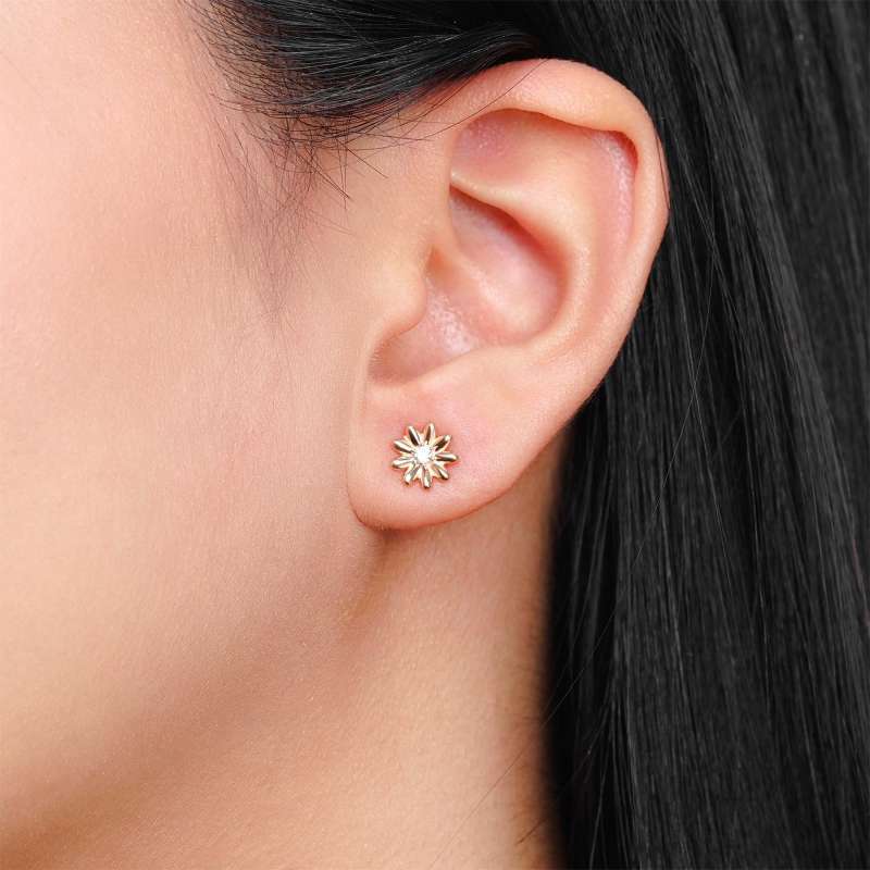 Anting Tusuk Emas 7k - Floria Gold Stud Earring - Garden Collection - Juene Jewelry - Juene