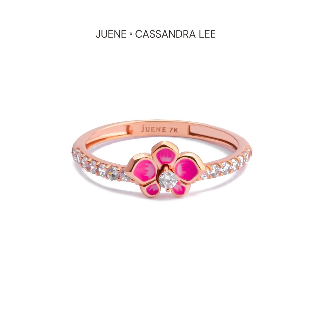 Cincin Emas 7k - Pink Orchid Gold Ring - With Love Collection - Cassandra Lee x Juene Jewelry - Juene
