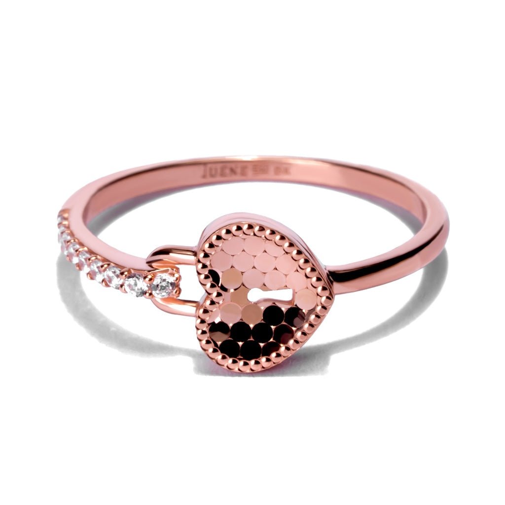 Cincin Emas 8K - Heart Lock Gold Ring - Fiora Collection - Juene Jewelry - Juene Jewelry