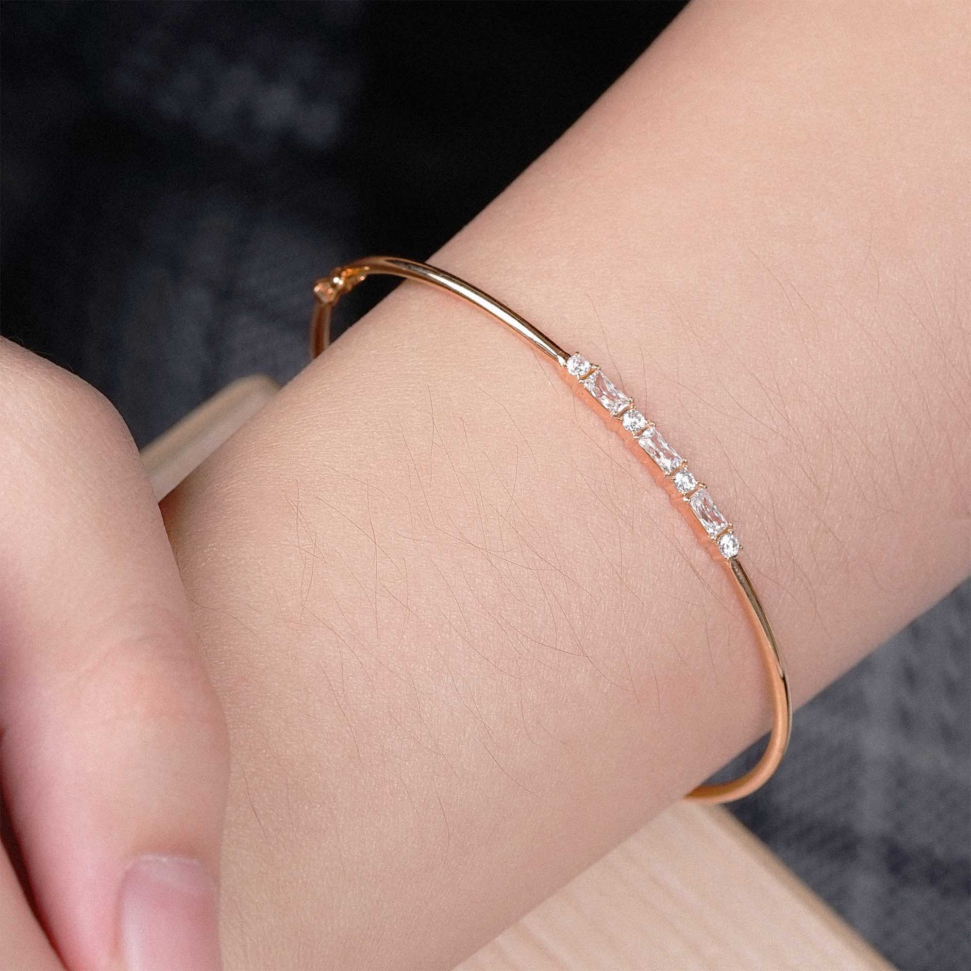 Gelang Emas 7k - Aria Gold Bangle - Quadra Collection - Juene Jewelry - Juene