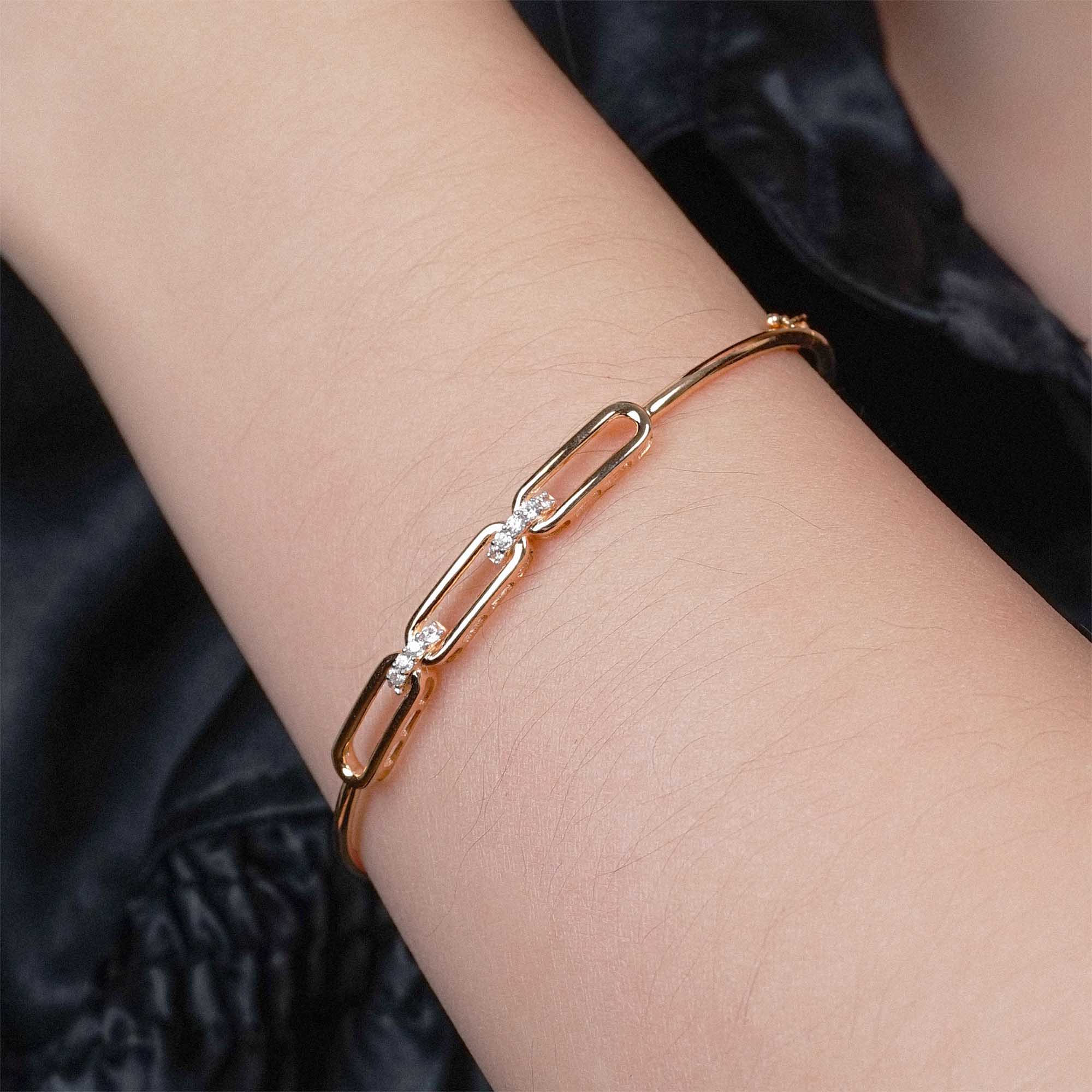 Gelang Emas 7k - Mila Gold Bangle - Quadra Collection - Juene Jewelry - Juene
