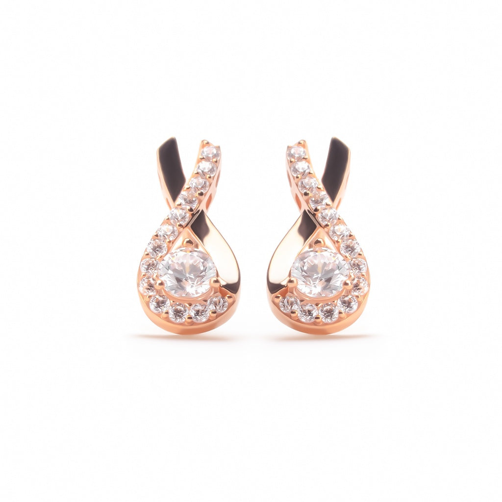 Anting Stud Emas 7k - Light Gold Earring - Eternal Collection - Juene Jewelry