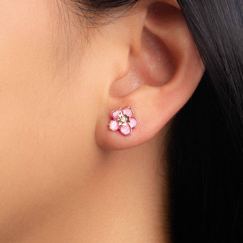 Anting Stud Emas 7k - Zinia Gold Earring - Charlotte Collection - Juene Jewelry