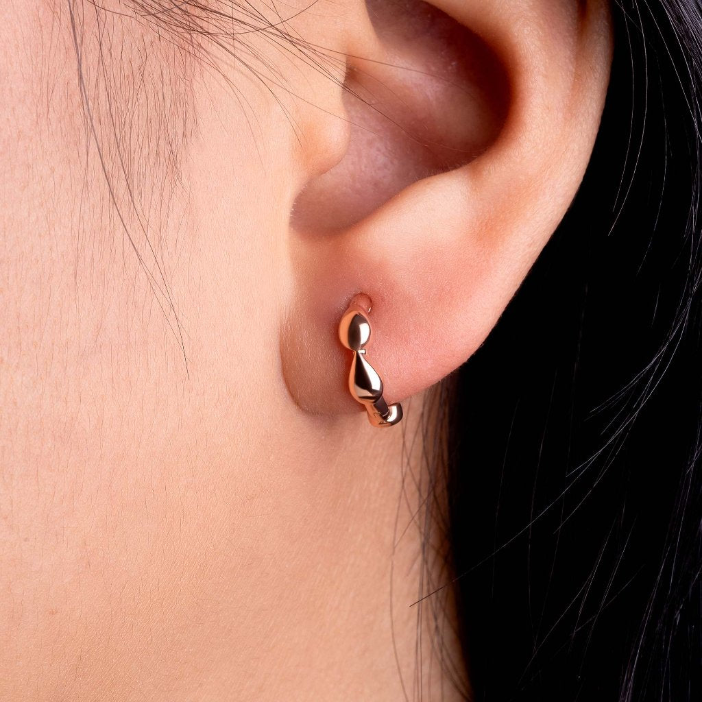 Anting Hoops Emas 8K - Evora Gold Earring - Terra Collection - Juene Jewelry