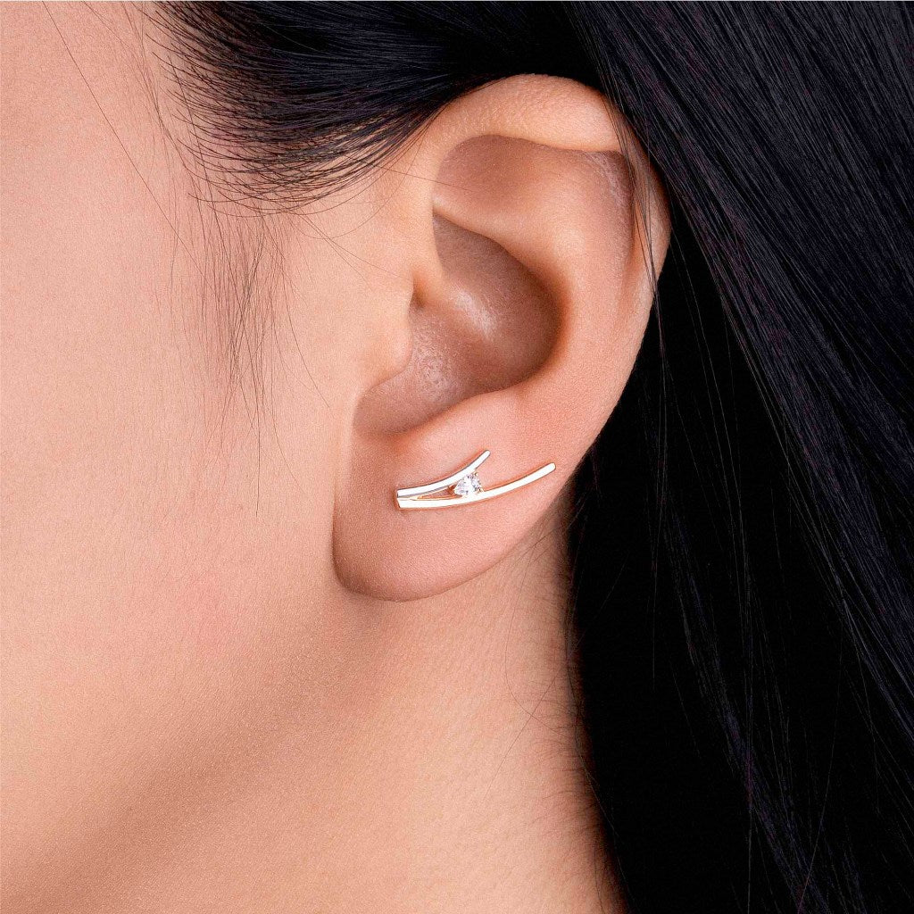 Anting Stud Emas 8K - Nyla Gold Earring - Fiora Collection - Juene Jewelry