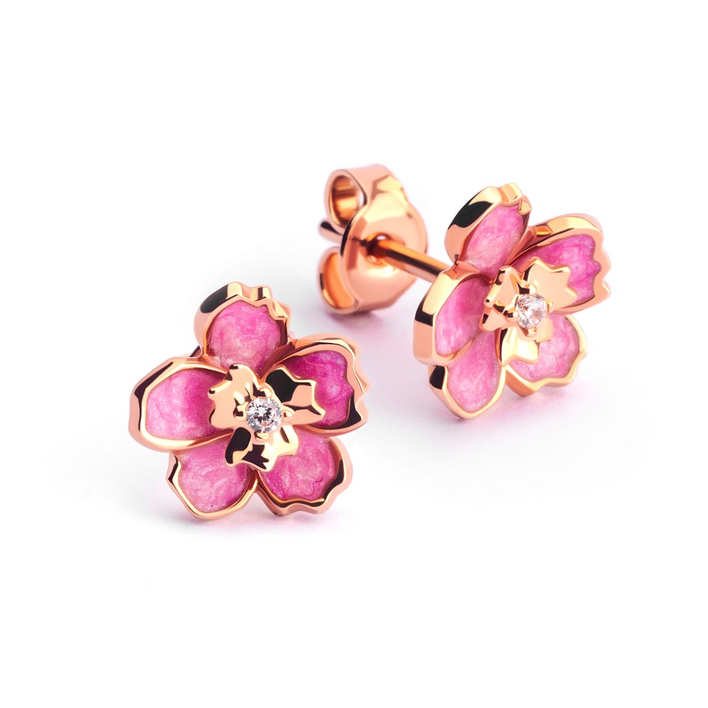 Anting Stud Emas 7k - Zinia Gold Earring - Charlotte Collection - Juene Jewelry