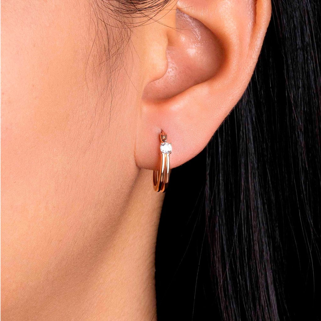 Anting Hoops Emas 8k - Gisa Gold Earring - Tally Collection - Juene Jewelry