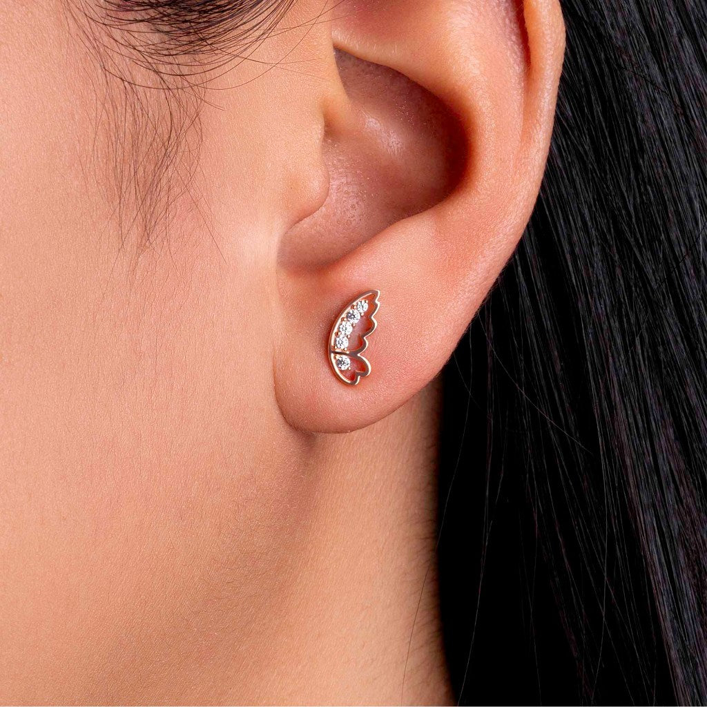 Anting Stud Emas 8k - Wings Gold Earring - Tally Collection - Juene Jewelry