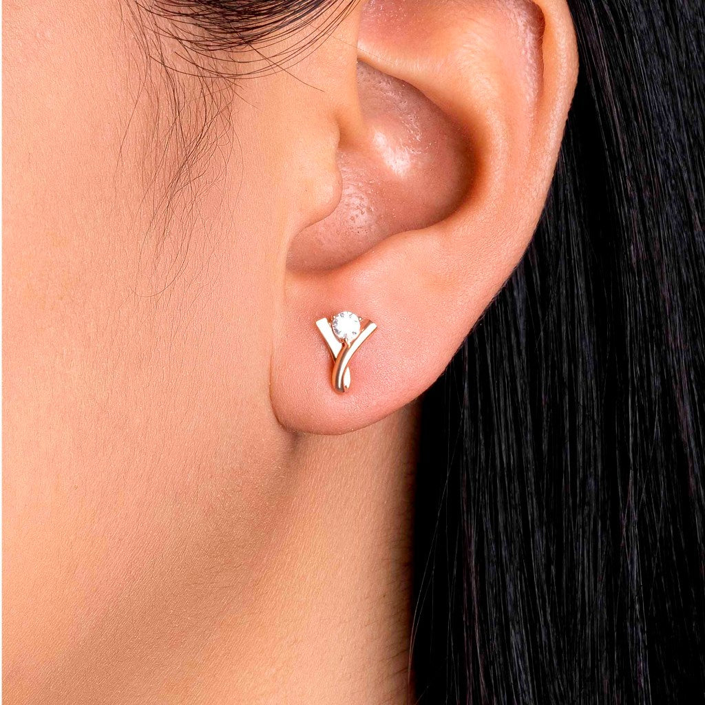 Anting Stud Emas 8k - Vala Gold Earring - Tally Collection - Juene Jewelry