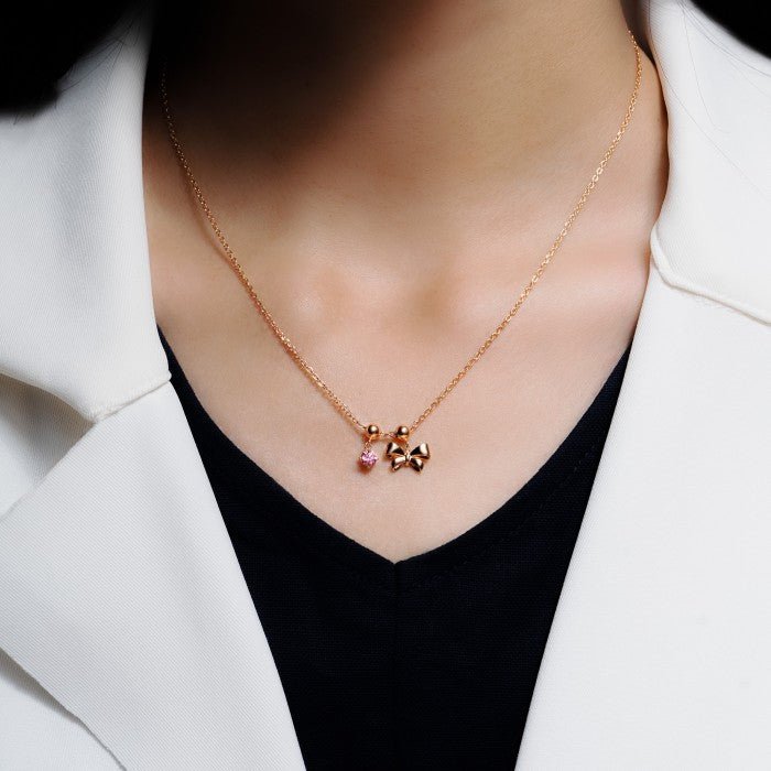 Kalung Rantai Emas 7k - Blushing Ribbon Gold Necklace - The Shades Collection - Juene Jewelry - Juene