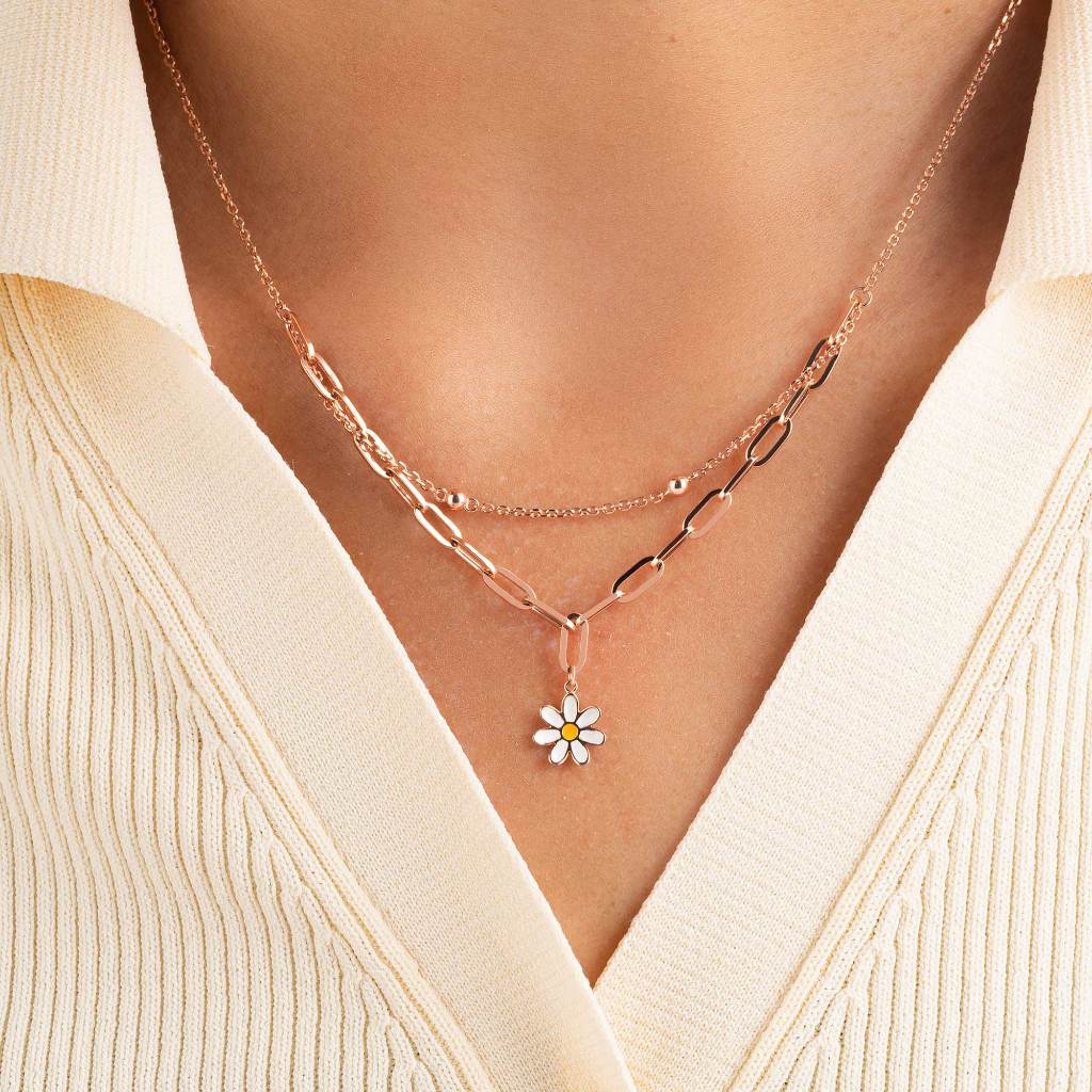 Kalung Serut Emas 7k - Flo Daisy Gold Necklace - Alaina Collection - Juene Jewelry - Juene