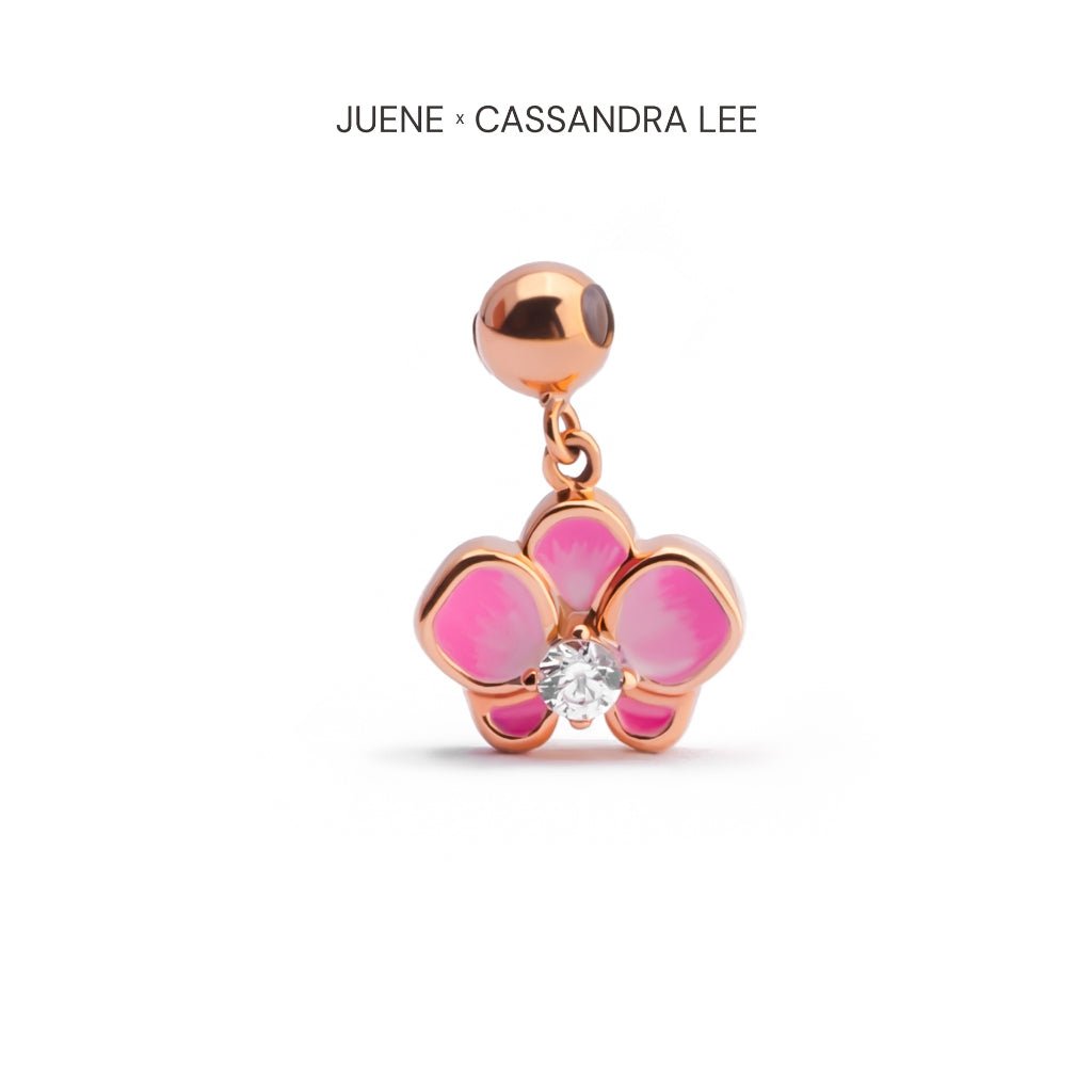 Liontin Emas 7k - Pink Orchid Gold Charm - With Love Collection - Cassandra Lee x Juene Jewelry - Juene
