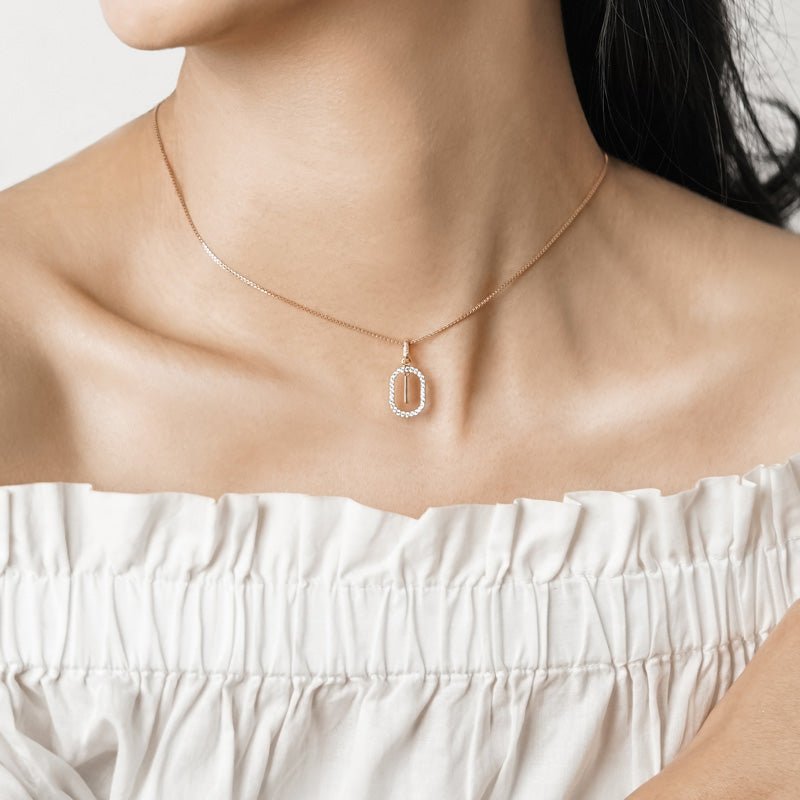 Aerin F Gold Pendant - Initial Pendant - Juene Jewelry