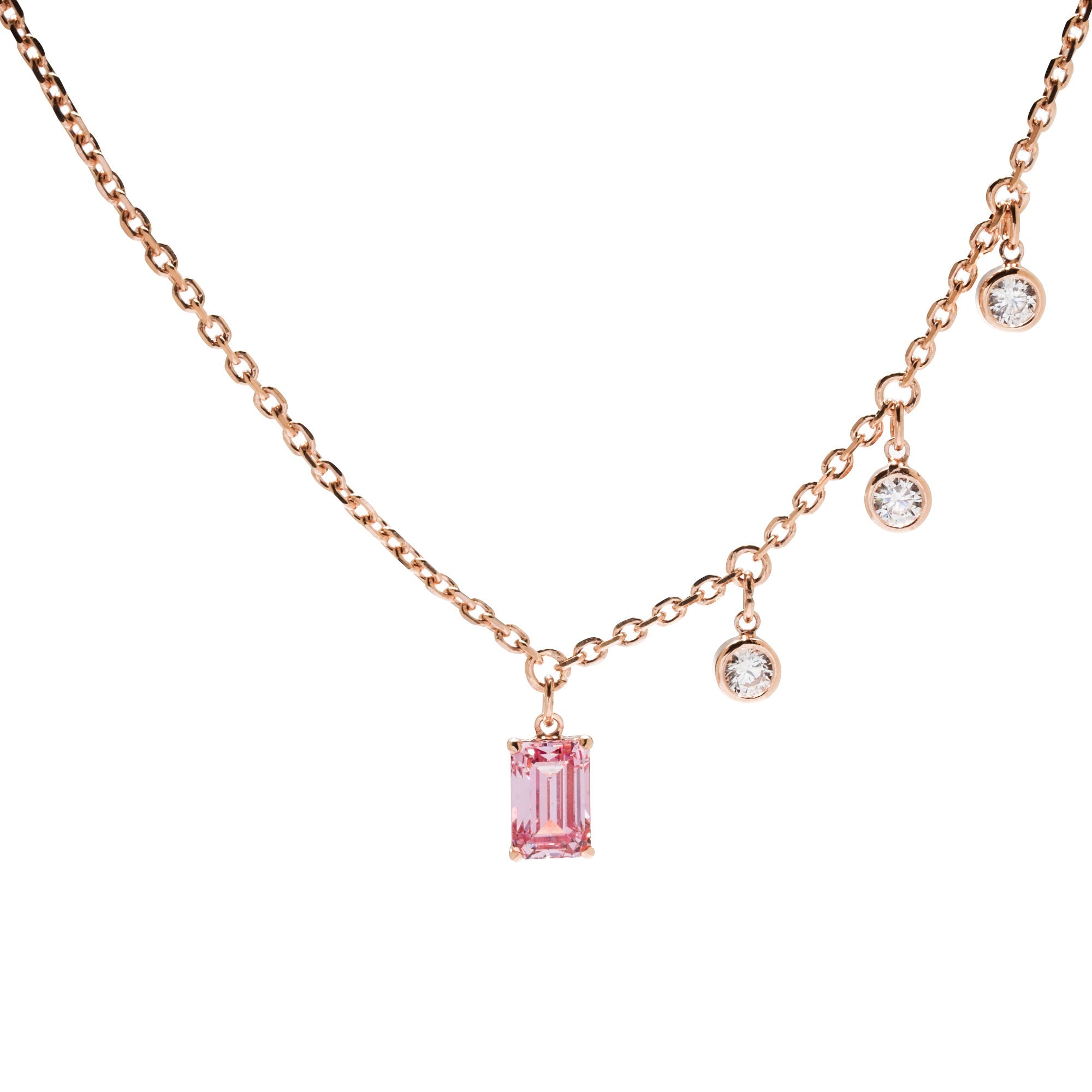 Candy Gold Necklace - Rosy Pink - Juene Jewelry
