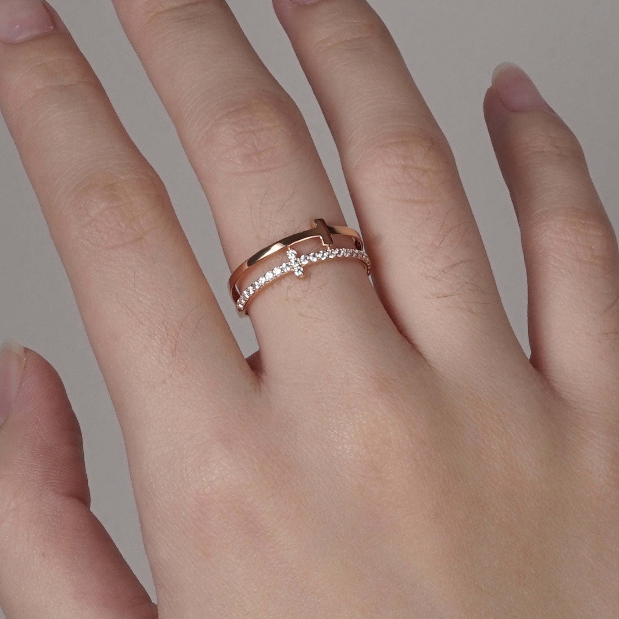 Cross Gold Ring - Sparkle & Joy - Juene Jewelry