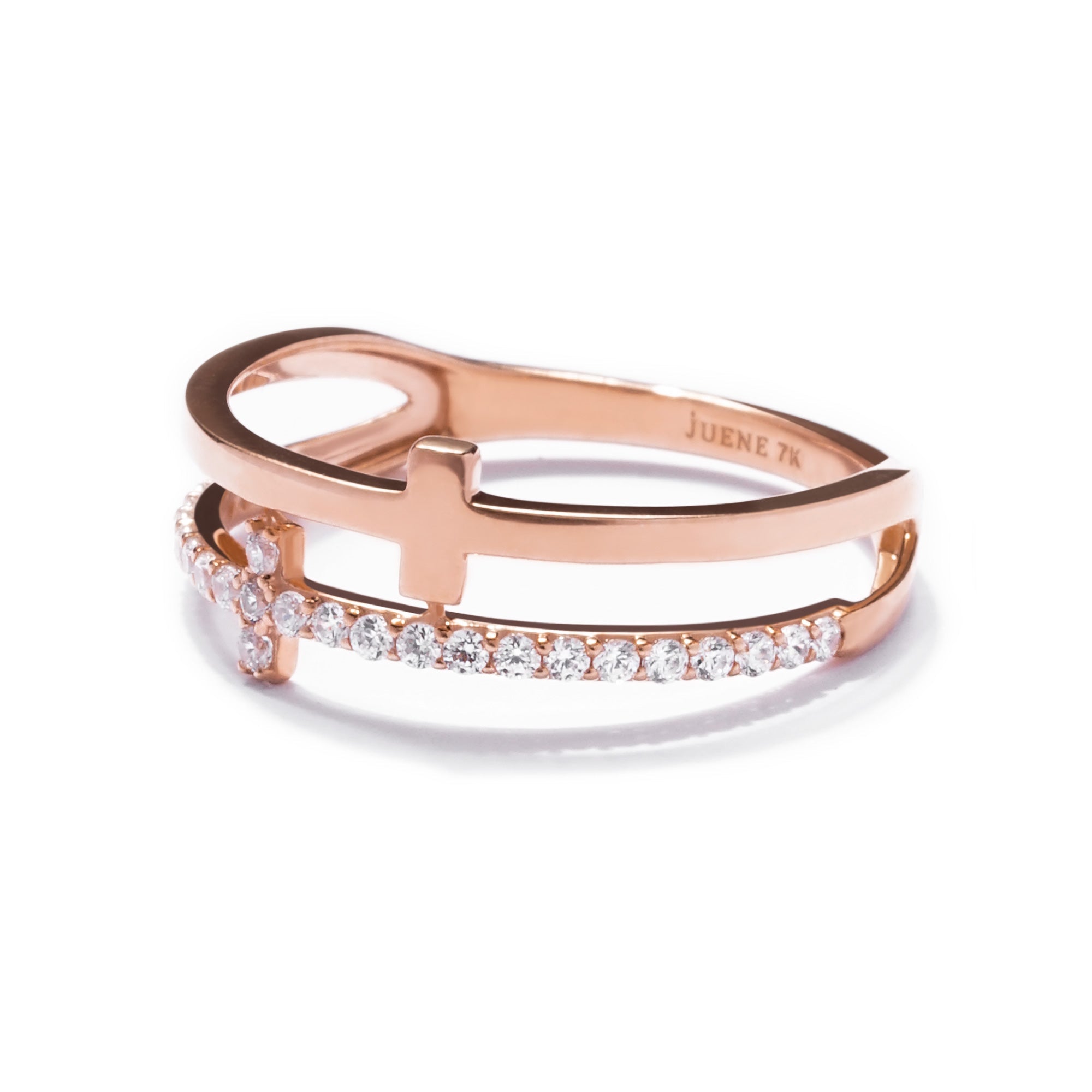 Cross Gold Ring - Sparkle & Joy - Juene Jewelry