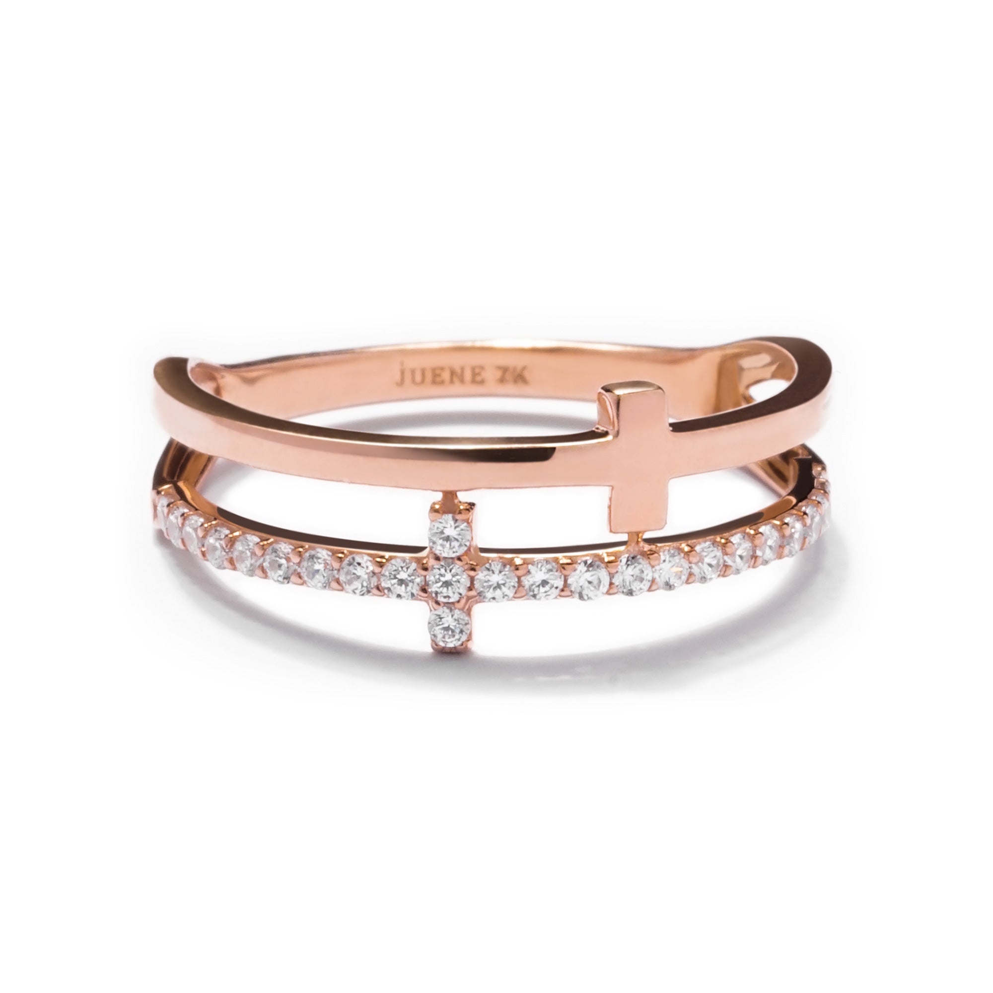 Cross Gold Ring - Sparkle & Joy - Juene Jewelry