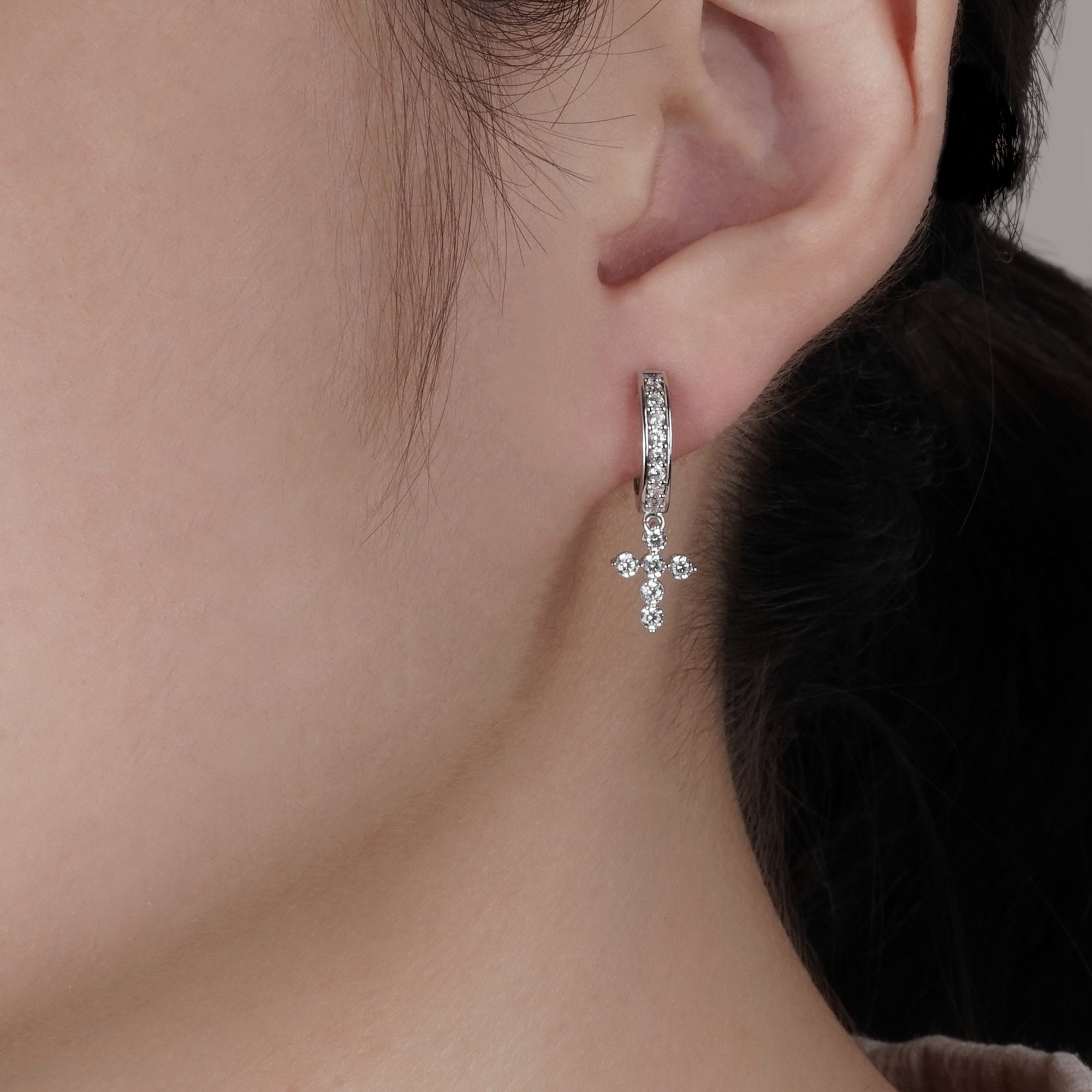 Cross Hoop Earring Gold Earring - Sparkle & Joy - Juene Jewelry