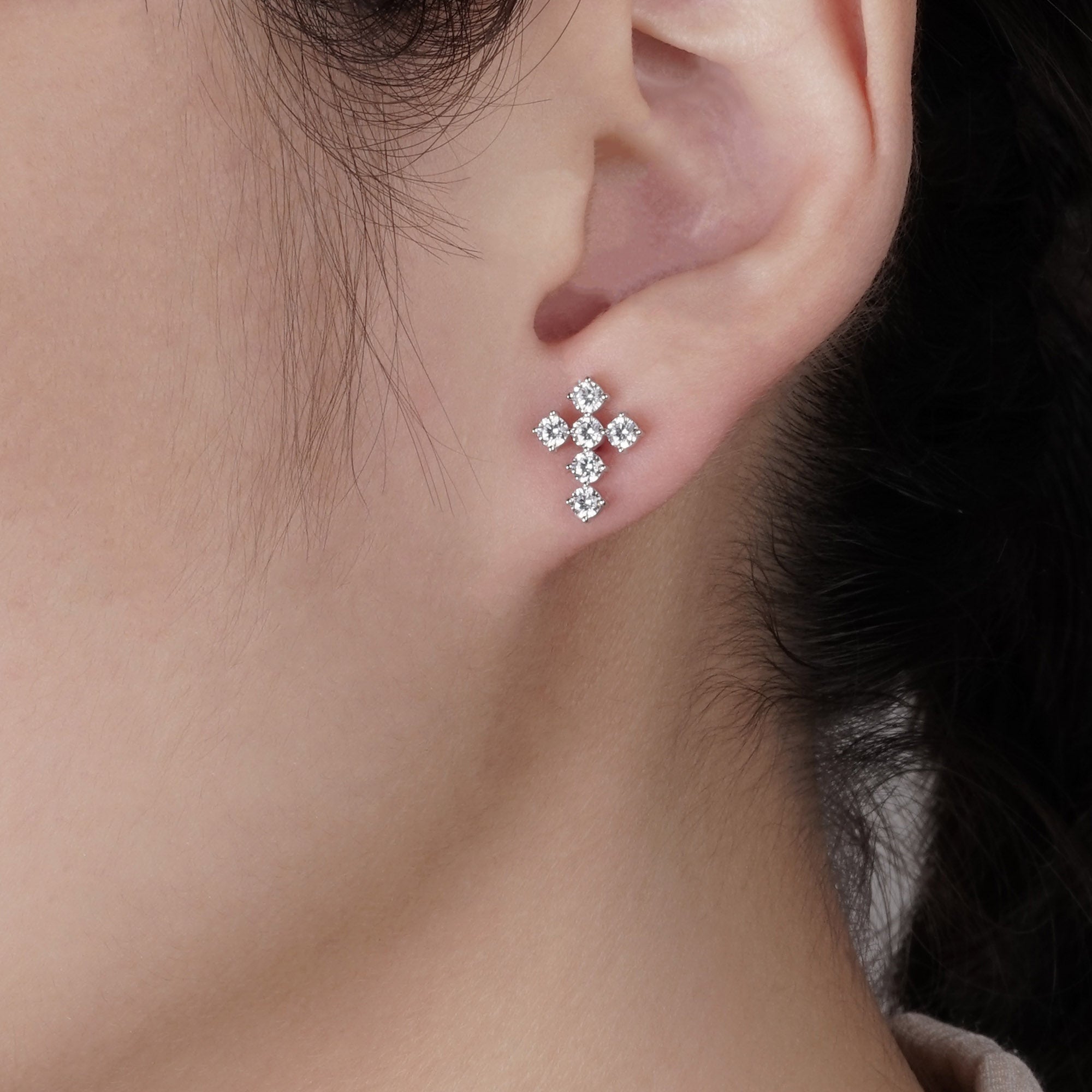 Cross Stud Gold Earring - Sparkle & Joy - Juene Jewelry