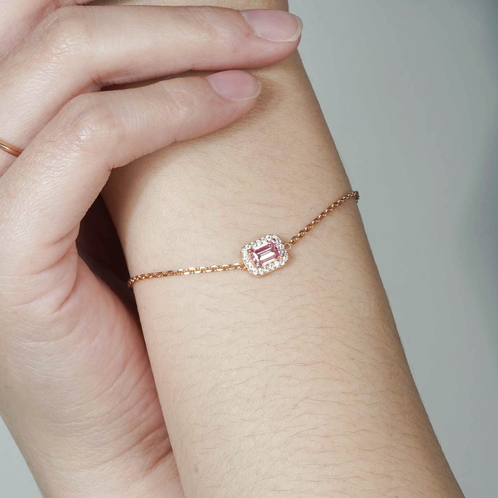 Fiona Gold Bracelet - Rosy Pink - Juene Jewelry